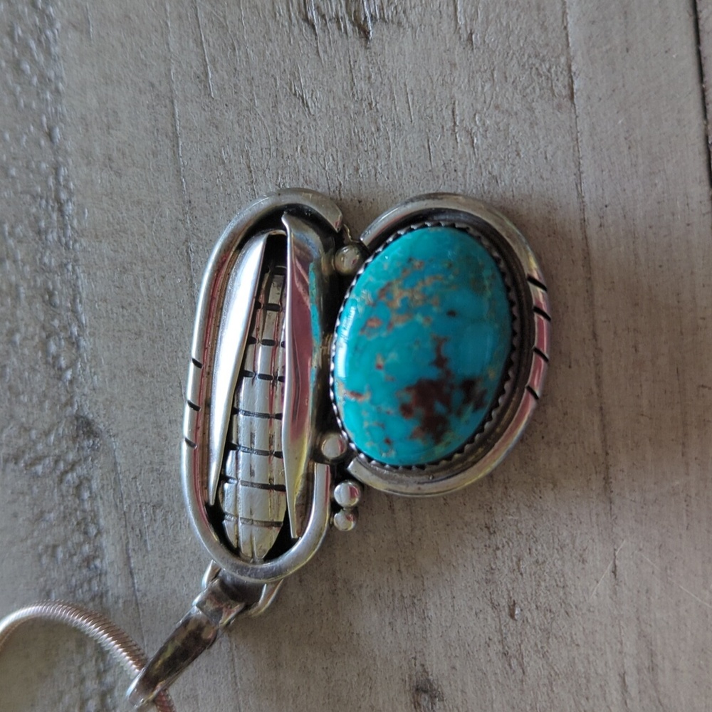 Sold Vintage Native American Navajo Turquoise Pendant Wilson Padilla - Picture 5 of 10